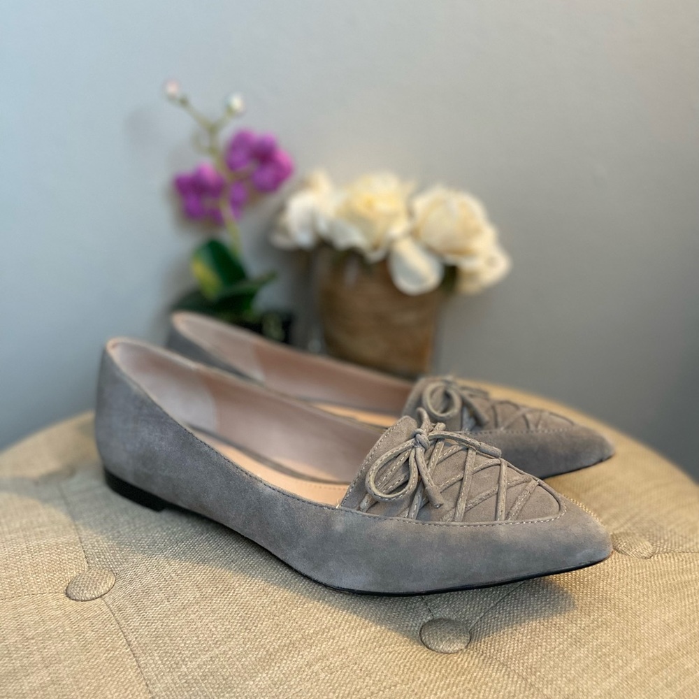 French Connection “Gesine” Suede Bow Tie Flats - Size 7.5 - Picture 3 of 12